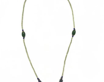 Beautiful Afghanistan Jade Tinny Beads Necklace With Lapis lazuli Stone