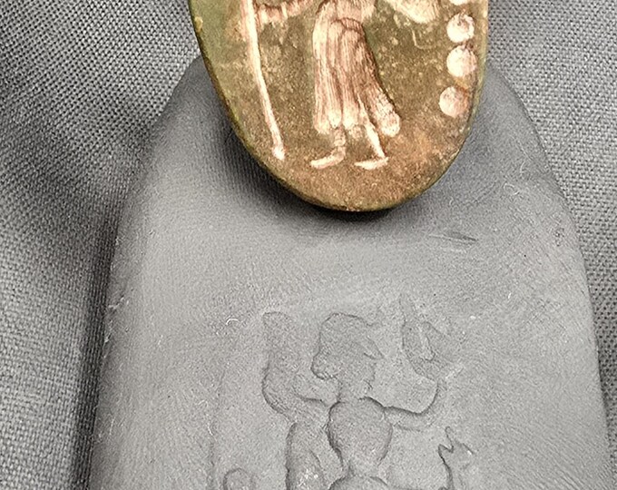 Ancient Old Green Agate Stone Seal Stamp King Intaglio Carved Seal Stamp