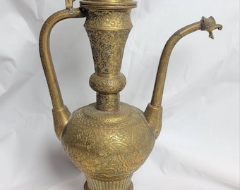 Beautiful Old Antique Islamic 1400s Calligraphy Beautiful Bronze Pitcher / Jug Antique Museum Quality Bronze Jug Art Deco