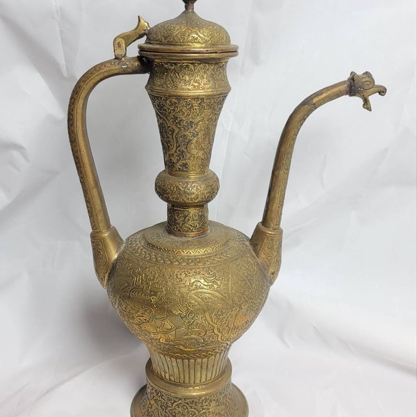 Beautiful Old Antique Islamic 1400s Calligraphy Beautiful Bronze Pitcher / Jug Antique Museum Quality Bronze Jug Art Deco