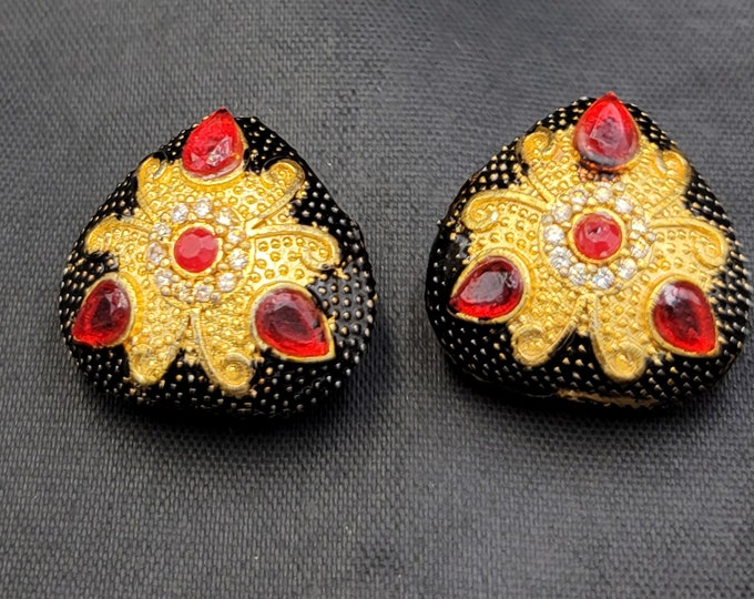 Gold Over Silver Beautiful Victorian Beads With Natural Ruby  Gemstone