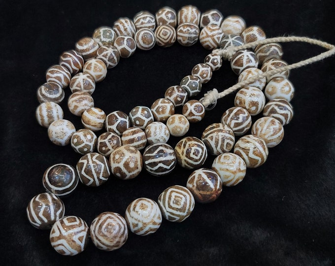 Ancient Pyu Himalayan Etched Longevity Dzi Old Beautiful Beads Unique Long Necklace