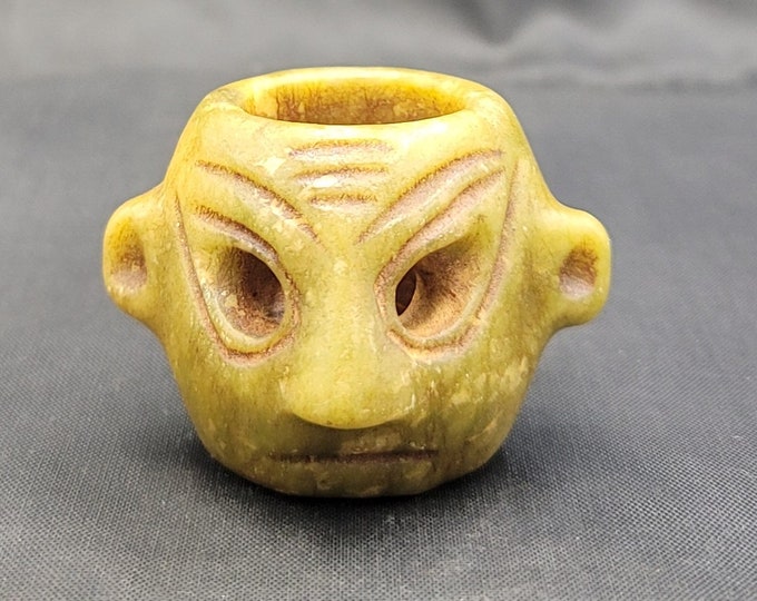 Beautiful Ancient Authentic Jade Stone Natural Stone Tibeten Temple Face Beads