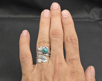 Sterling Silver Vintage Handmade Authentic Ring With Natural Turquoise Stone Adjustable