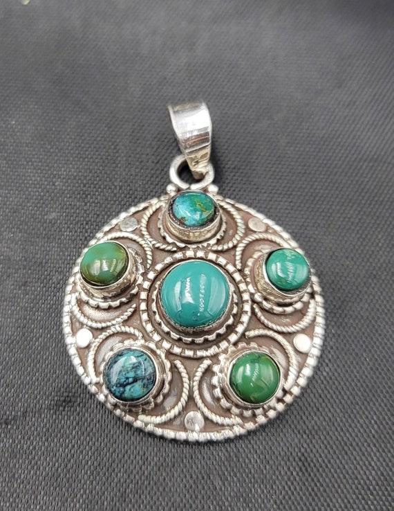 Super Beautiful Antique Silver Turquoise Native A… - image 1