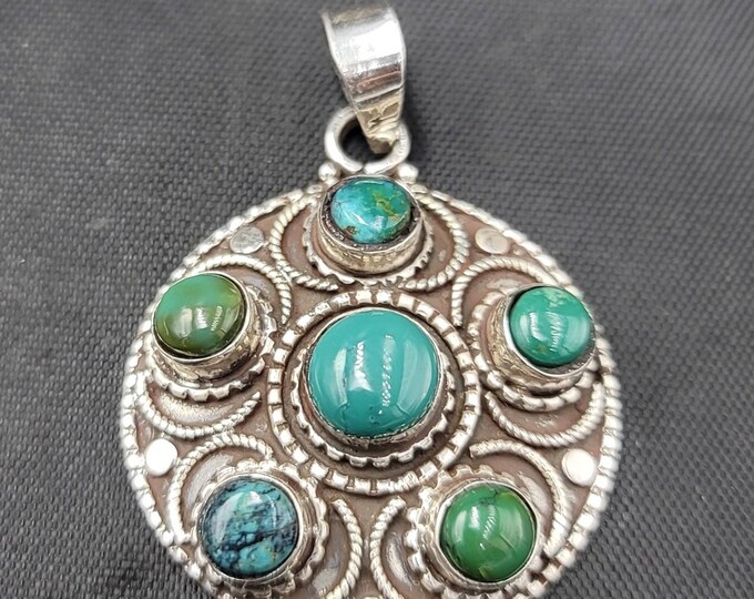 Super Beautiful Antique Silver Turquoise Native American Pendant