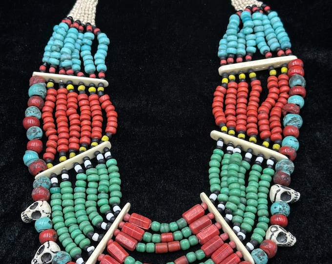 Super Beautiful Handmade Vintage Authentic Trade Beads Tribal African Beads Necklace