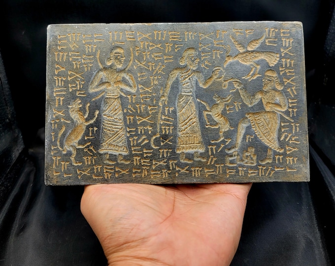 Museum Quality Ancient!! Cicra 100 BC King Gilgamesh Ride Horse With Queen Angle Intaglio Tablet Stone