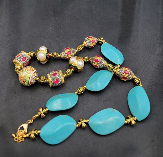 Gorgeous Mughal Design Natural Ruby and Turquoise… - image 3