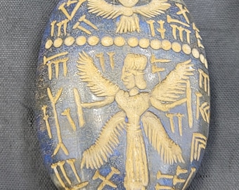 Ancient Roman Empire King Loin With Wings  Cicra 4th-12th Century Intaglio Carved Antique Lapis Lazuli Stone