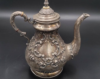 Vintage Silver Engraved Teapot: Near Eastern Handicraft