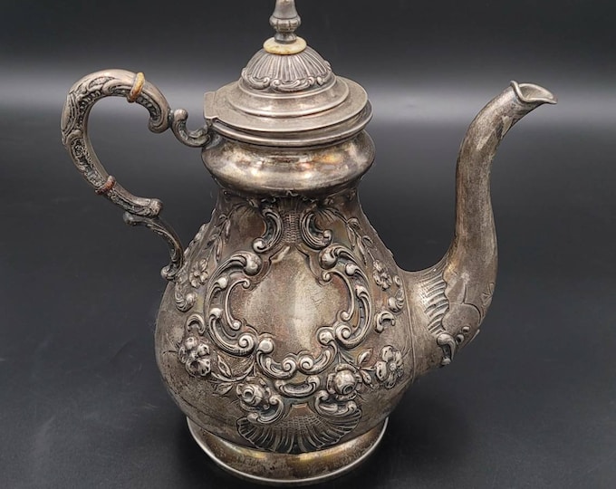 Wonderful Vintage Near Eastern Handicraft Silver Engraved Teapot