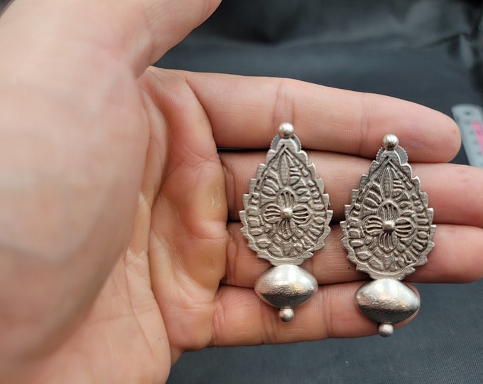 Beautiful Vintage Soild Silver Lovely Afghani Earrings Handmade Silver Earrings