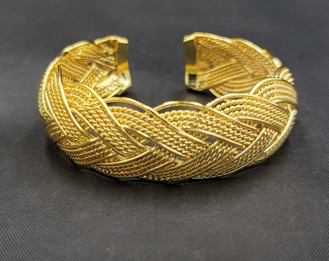 Lovely Bangle 20k Gold Over Silver Vintage Bangle Handmade Authentic Bracelet Adjustable