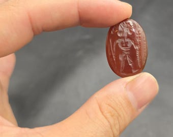 Ancient Old Agate Stone Greek King Intaglio Carved Beautiful Stone