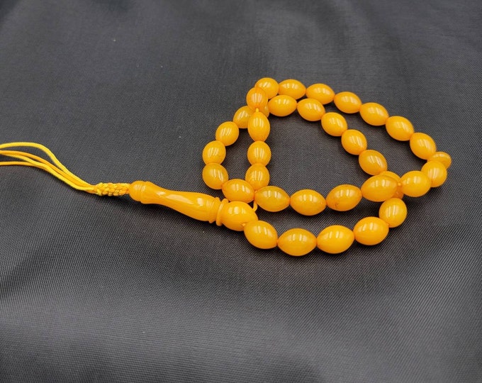 Natural Yellow Copal Prayers Beads 32 Beads  Misbah Tasbi