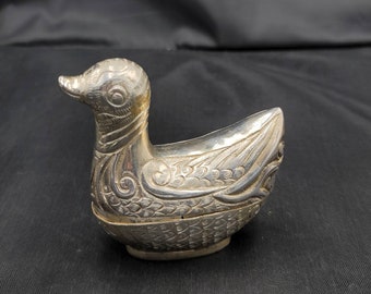 Unique Antique Silver Near Eastern Beautiful Bird Box