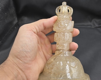 Rare Unique Authentic Ancient Himaliyan Clear Crystal Quartz Tibeten Temple Bell