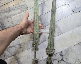 Antique Roman/ Greek Empire Goddess Bronze Sword/Knife Set: Museum Quality