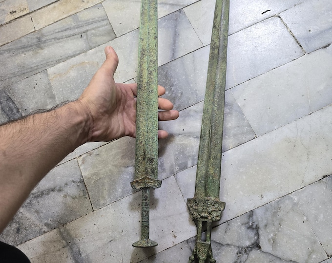 Antique Cicra 3rd-4th Century Roman Empire Bronze Unique Found Museum Quality 2 Picese Sword/Knife