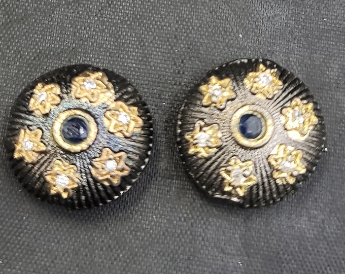 Silver Gold Gulding Beads Oxidising Silver With Natural Sapphire Gemstone