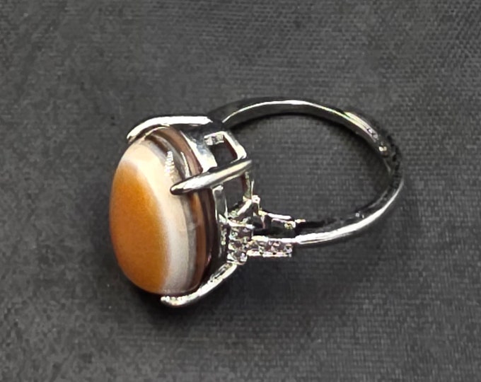 Beautiful Vintage Soild Silver Ring With Ancient Old Agate Evil Eyes Powerful Protection Stone