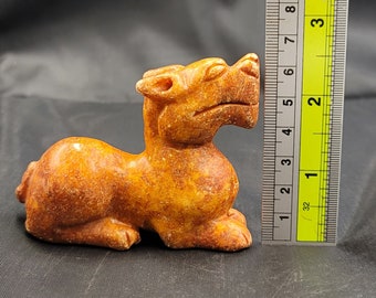 Handmade Brown Jade Cow Sculpture: Authentic Burmese Stone