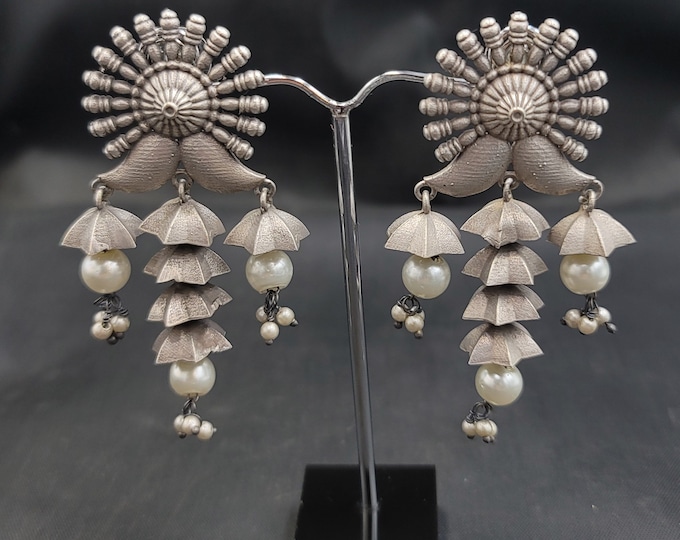 Beautiful Huge Vintage Silver Unique Earrings Handmade Silver Earrings