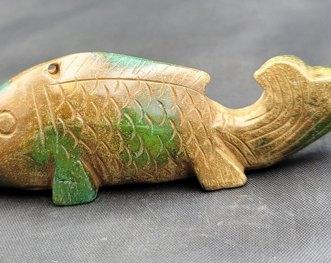 Ancient Unique Rare Handicraft Natural Vintage Carved Jade Stone Fish