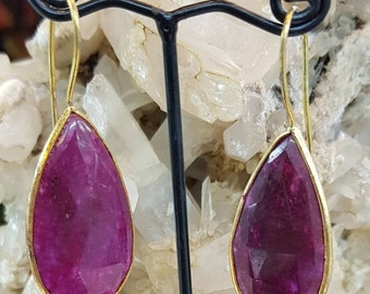 Gold Plated Red Aventurine Earrings: Handmade Dangle Jewelry