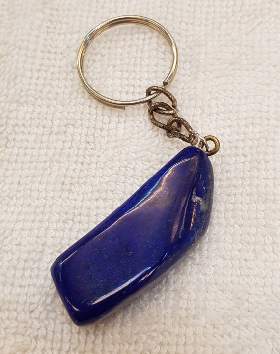 Porte-clés En Pierre Naturelle Lapis Lazuli - Pierre Bleue Roulée - Taille Unique