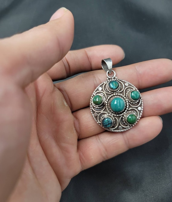 Super Beautiful Antique Silver Turquoise Native A… - image 5