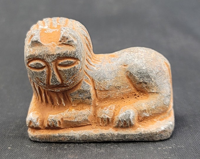 Amizing Unique Ancient Greco Unique Human Face  Loin Statue History Carved