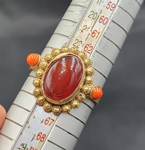 Gold Gulied Wonderful Ring With Natural Red Ancie… - image 7