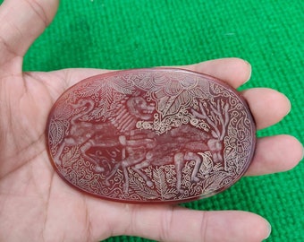 Ancient Egyptian Agate Stone Loin Deer Intaglio Stone BC 12th Century