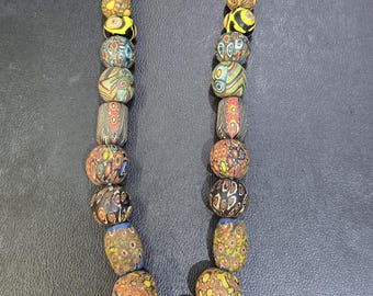 Extremely Unique Museum Quality Ancient Phoenician Glass Gabree Mosaic Glass Beads Necklace