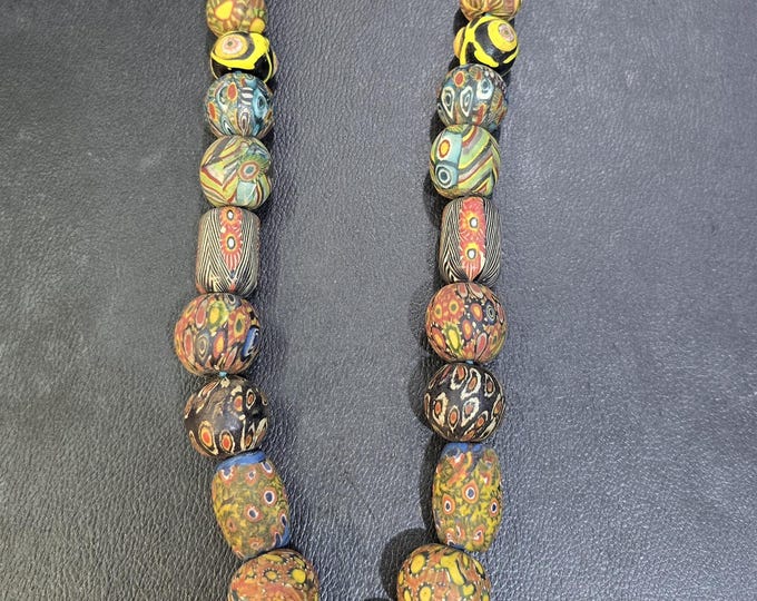 Extremely Unique Museum Quality Ancient Phoenician Glass Gabree Mosaic Glass Beads Necklace