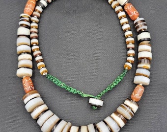 Handmade Sulimani Agate Stone Bead Necklace: Ancient Style