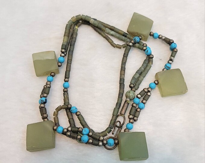 Natural Green Jade Stone Afghanistan Jade Stone Near Eastern Beautiful Necklace