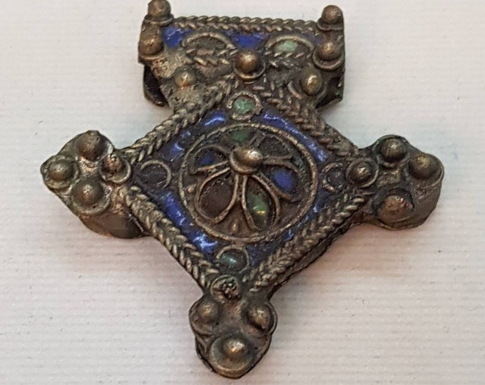 Wonderful Rare Morakish Very Old Silver Pendant With Enamel Art