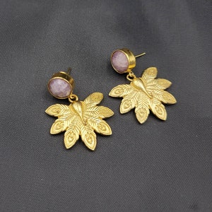 Handmade Gold Plated Butterfly Earrings with Blue Sapphire