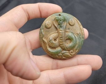An excellent Quality Ancient Jade Stone Cobra Carved Handicraft Amulet Pendant