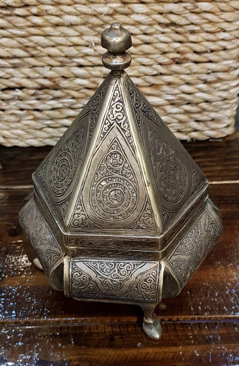 Antique Old Silver on Brass Islamic Egyptian Wonderful Box Etsy