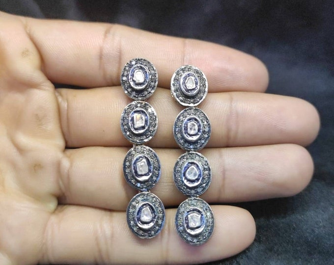 Luxury Silver Gold Covered Wonderful Unique Earrings With Natural Daimond Gemstones