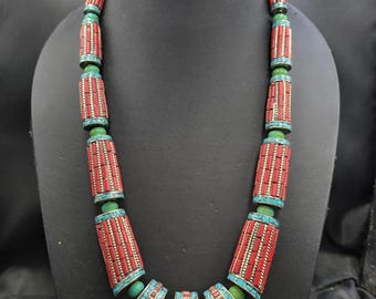 Super Gorgeous Vintage High Quality Old Coral Stone Silver Beautiful Necklace Authentic Coral And Silver Necklace