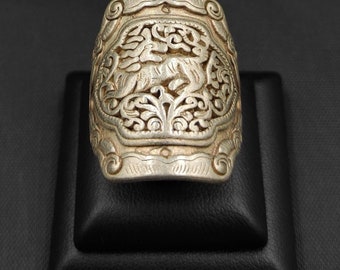 Beautiful Handicraft Vintage Tibeten Silver Wonderful Ring