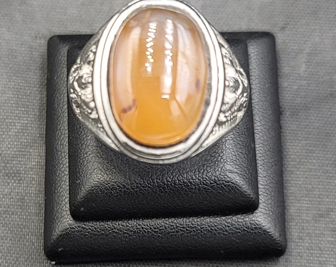 Afghanistan Beautiful Near Eastern Agate Stone Old Silver Soild Ring