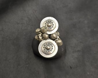 Vintage Soild Silver Handmade Unique Near Eastern Silver Authentic Ring Adjustable