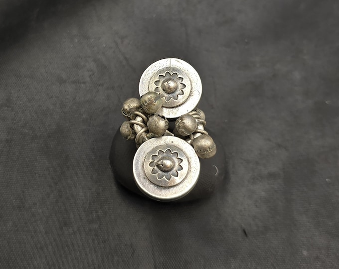Vintage Soild Silver Handmade Unique Near Eastern Silver Authentic Ring Adjustable