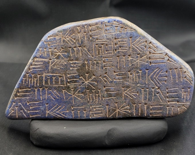 Beautiful Ancient World Frist Alphabet Unique Lapis Lazuli Stone Tablet Intaglio